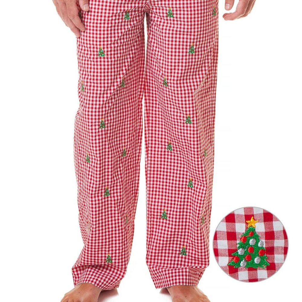 Sleeper Pant Wide Gingham Red with Christmas Tree - XL